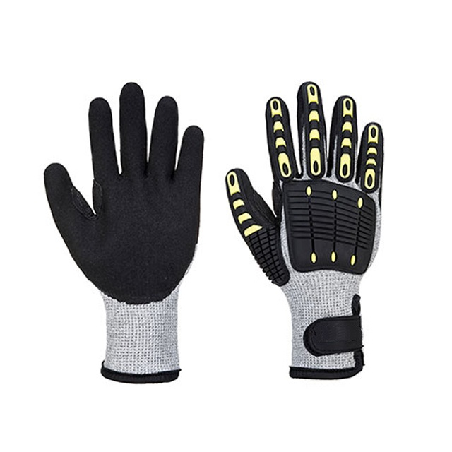 13 مقياس رمادي HPPE Shell Nitrile Sandy Coated Anti-Vibration Gloves