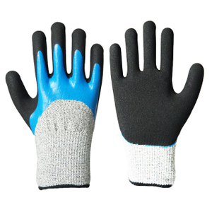 13 Gauge HPPE Liner Nitrile Sandy Double Coated Cut Resistant Gloves