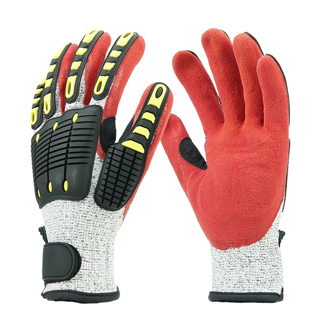 13 مقياس HPPE Shell Nitrile Sandy Coated Anti-Vibration Gloves